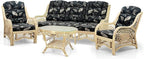 Malibu Lounge Set of 4: 2 Natural Rattan Wicker Chairs, Three-Seater Sofa and - Image 2