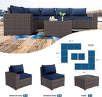 Kullavik Outdoor Patio Furniture Set, 12 Pieces Sectional Rattan Sofa Set Brown - Image 6