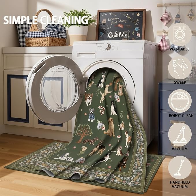 Dog Machine Washable Rug 3x5 for Bedroom Entryway | Ultra-Thin; Non Slip; - Image 5