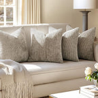 MIULEE Soft Decorative Chenille Pillow Covers Khaki 18x18 Pack of 4 | Modern - Image 5