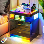 WOOVIVS Nightstand with 24 Colorful Lighst, LED Night Stand with by WOOVIVS