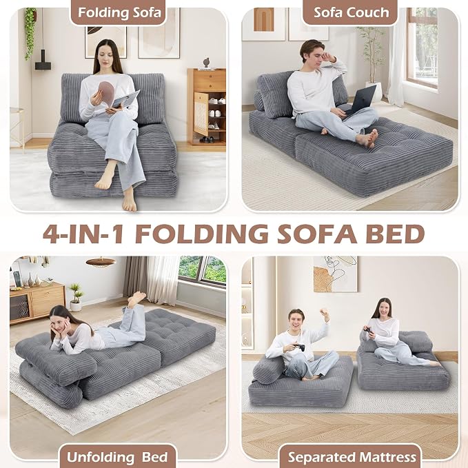 Folding Sofa Bed, Convertible Sleeper Chair - Image 7
