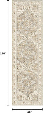 Yamaziot Washable Runner Rug, 3x10 Non-Slip Boho Hallway Kitchen Rug | Stain - Image 2