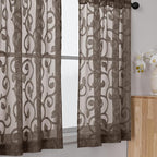 Furman Cafe Curtains 30 Inch Length 2 Panels Set, Elegant Geometric Jacquard by OWENIE