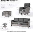 ovios 5 Pieces Patio Furniture Set, Outdoor Wicker Sofa Couch - Image 8
