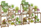 Bamworld 2 Sets of Package Plant Stands Indoor Wood Plant Shelf Outdoor Tiered by Bamworld