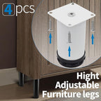 4 Inch Metal Furniture Legs Stainless Steel Adjustable Legs White Metal Legs - Image 4