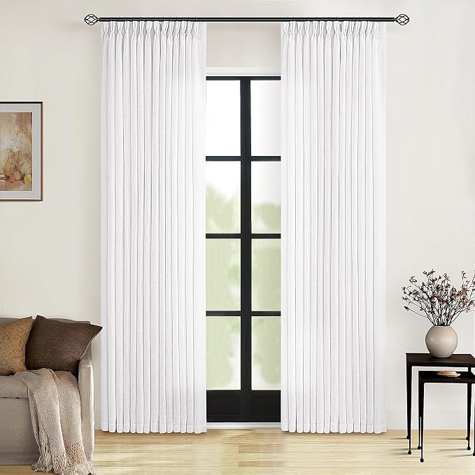 Snow White Linen Curtains 80 Inches Long by Twodrapes