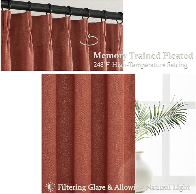 Rust Burnt Orange Fall Sheer Curtains 90 Inches Long - Image 3