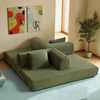59in Convertible Sofa Bed, Corduroy Boneless Couch Bed, Futon Sleeper Sofa Pull - Image 7