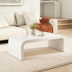 Modern Curved Coffee Table, 47.2’’ Minimalist Waterfall Center Table by ChristopherKnightHome