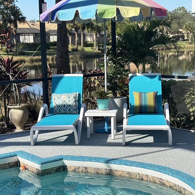 PURPLE LEAF Patio Chaise Lounge Chair Set of 3 Outside Aluminum Plastic by PURPLELEAF
