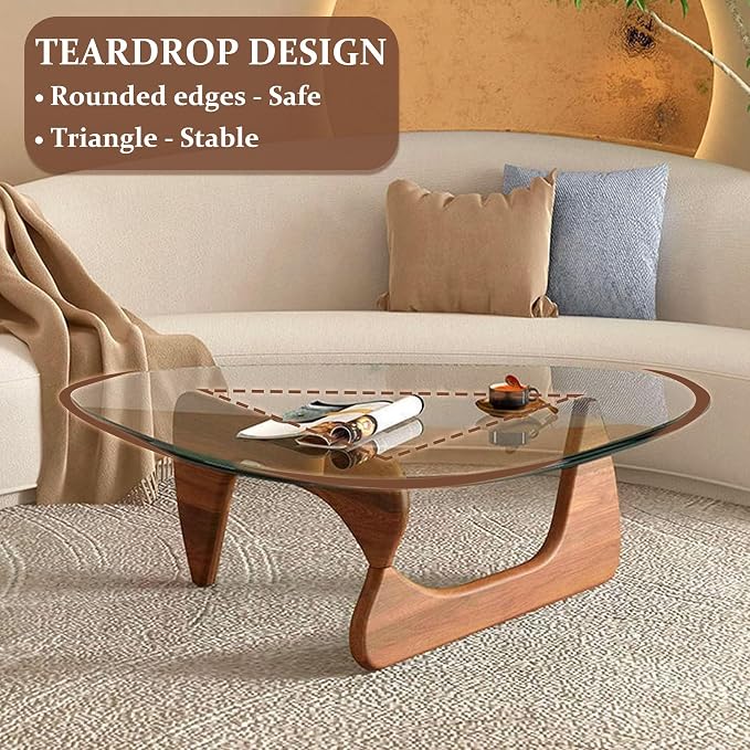 Glass Coffee Table, 44.9"×32.3"×15.8" Mid Century Modern Center Table - Image 5