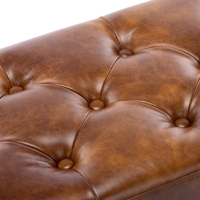 DUHOME Button-Tufted Ottoman Bench, Upholstered Bedroom Benches Leather - Image 5