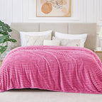 BEDELITE 3D Ribbed Jacquard Hot Pink King Size Blanket - Image 6