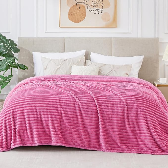 BEDELITE Ribbed Jacquard Hot Pink Blankets Queen Size - Image 6