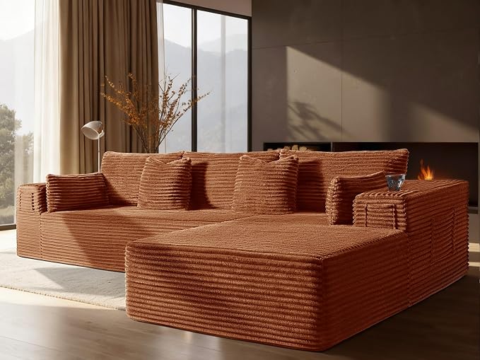 108" Cloud Sectional Couch, Comfort L Shaped Boneless Couch by VYUXWO