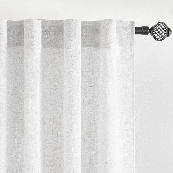 MIULEE Bleached Linen Kitchen Curtain 30 Inches Length 2 Panels Farmhouse | - Image 4