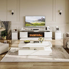 4-Piece Modern Living Room Table Set, Includes High Gloss 70" Fireplace TV Stand - Image 2