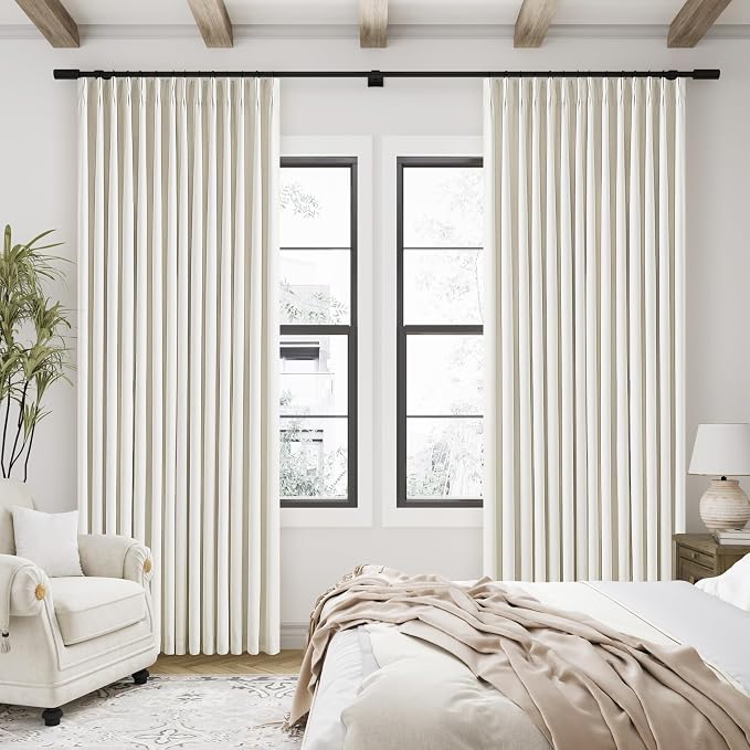 Pinch Pleated Linen Blackout 96 Inch Curtains - Image 7
