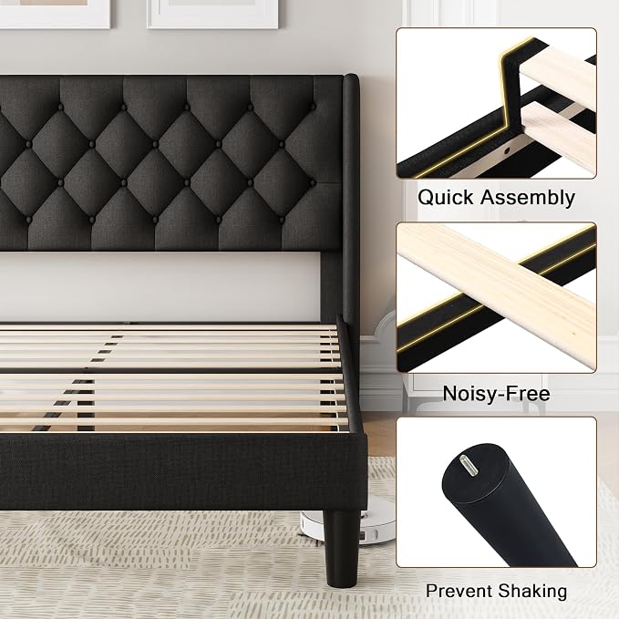Einhomn Black Platform Bed Frame Full Size - Image 6