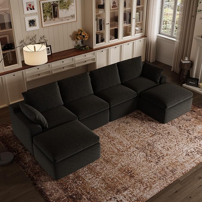 Novilla 133.8" Modular Cloud Couch, Modern Sectional Sofa by Novilla