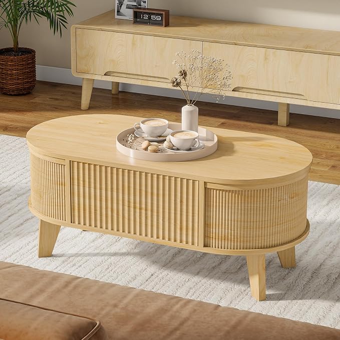 LYNCOHOME Fluted Lift Top Coffee Table - Image 7