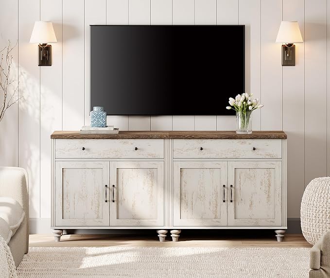 WAMPAT Farmhouse TV Stand for 75 inch TV by WAMPAT