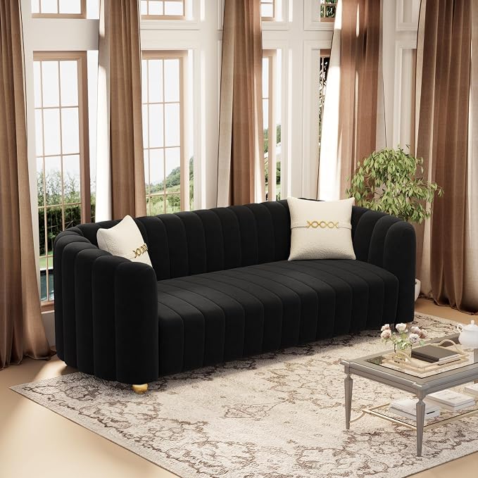 KEAI 83.46" Velvet Couch for Living Room Large Modern Sofa by yunqishiHOME
