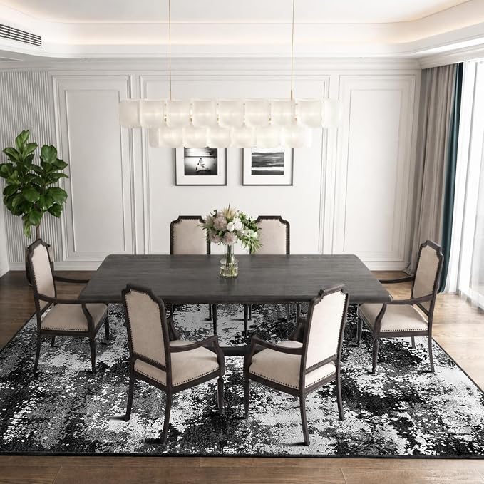 Washable Rug 9x12 Area Rugs for Living Room Bedroom Carpet Black | Indoor - Image 3