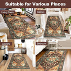 Yamaziot Washable Runner Rug, 3x6 Non-Slip Boho Vintage Hallway Kitchen Rug | - Image 8