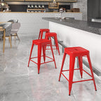 Flash Furniture Kai Commercial Grade 24" High Backless Red Metal Indoor-Outdoor - Image 2
