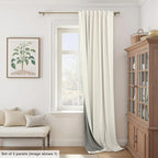 Extra Wide 60 Inch Width 100% Blackout Linen Curtains 102 Inches Long 2 Panels - Image 3