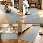 2x8 Light Grey Solid Runner Rug Washable Non-Slip - Image 3