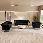 Mid-Century Modern Black Velvet Single Sofa - Image 6