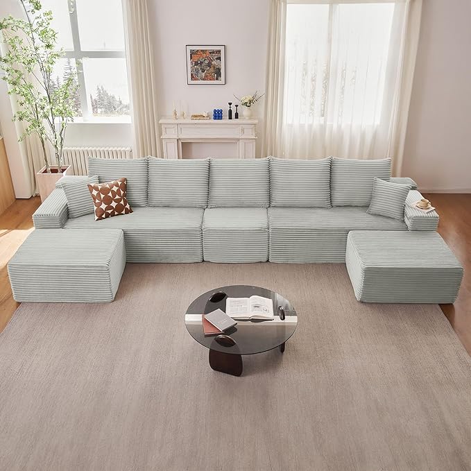 167.7" Sectional Cloud Couch for Living Room, Modular Floor Deep-Seat Sofa by Lakifun