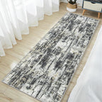 2'6''x8' Runner Rugs Washable Rug: Modern AbstractBlack Grey Gold Carpet | - Image 3