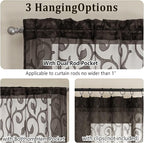 Furman Cafe Curtains 30 Inch Length 2 Panels Set, Elegant Geometric Jacquard - Image 4
