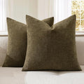 MIULEE Coffee Chenille Couch Throw Pillow Covers, 18x18 | Set of 2, Soft by MIULEE