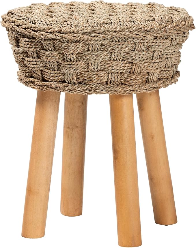 bali & pari Denver Modern Bohemian Natural Seagrass and Acacia Wood 5-Piece - Image 5