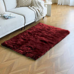 duduta Burgundy Faux Sheepskin Fur Rug 3x5 ft, Fluffy Carpet Rug | Shag Fuzzy - Image 4