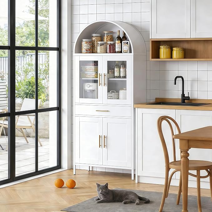 VEXPOR 73" Tall Arched Kitchen Pantry Cabinet - Image 3