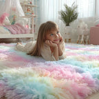 Rainbow Rugs 6x9, Large Fluffy Soft Carpet, Plush Shaggy Rugs - Image 2
