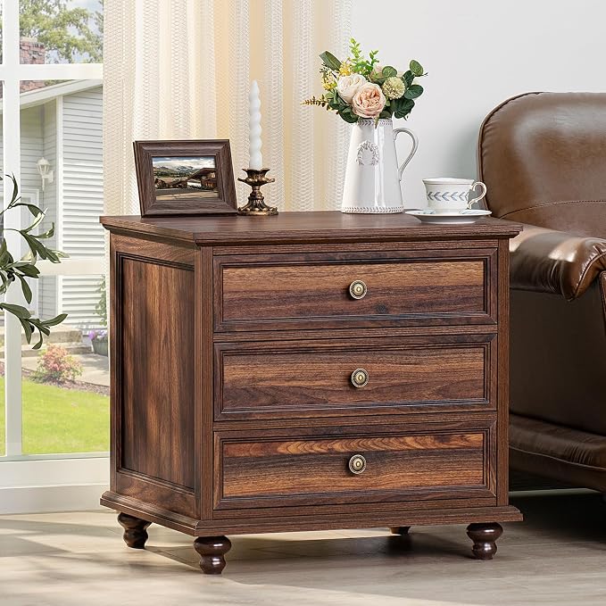 Joaxswe 24" Wide Farmhouse Night Stand, Large End Table by Joaxswe