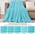 BEDELITE Ribbed Jacquard Light Blue Fleece Twin Blanket - Image 5