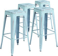 Flash Furniture Kai Commercial Grade 4 Pack 30" High Backless Distressed by FlashFurniture