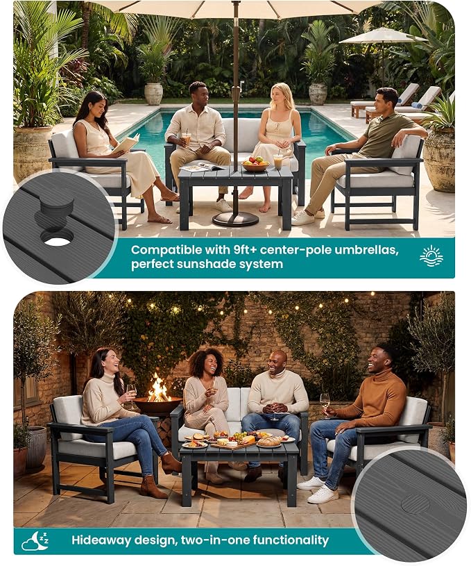 SERWALL Gray HDPE Outdoor Loveseat - Image 3
