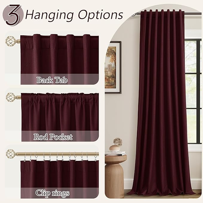 100% Blackout Curtains 90 Inch Length 2 Panels Set - Image 6