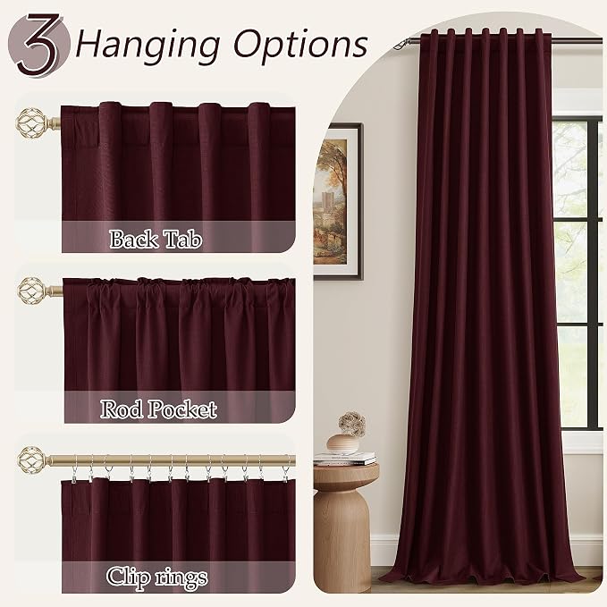 100% Blackout Curtains 96 Inch Length 2 Panels Set - Image 6