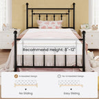 SHA CERLIN 14" Twin Size Metal Platform Bed Frame/Victorian Headboard and - Image 7